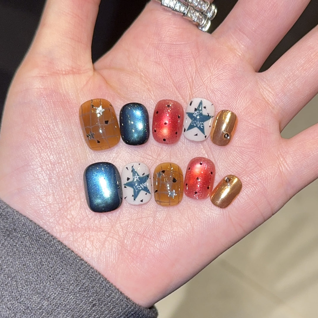 Artificial nails with sparkling star design Kalsten
