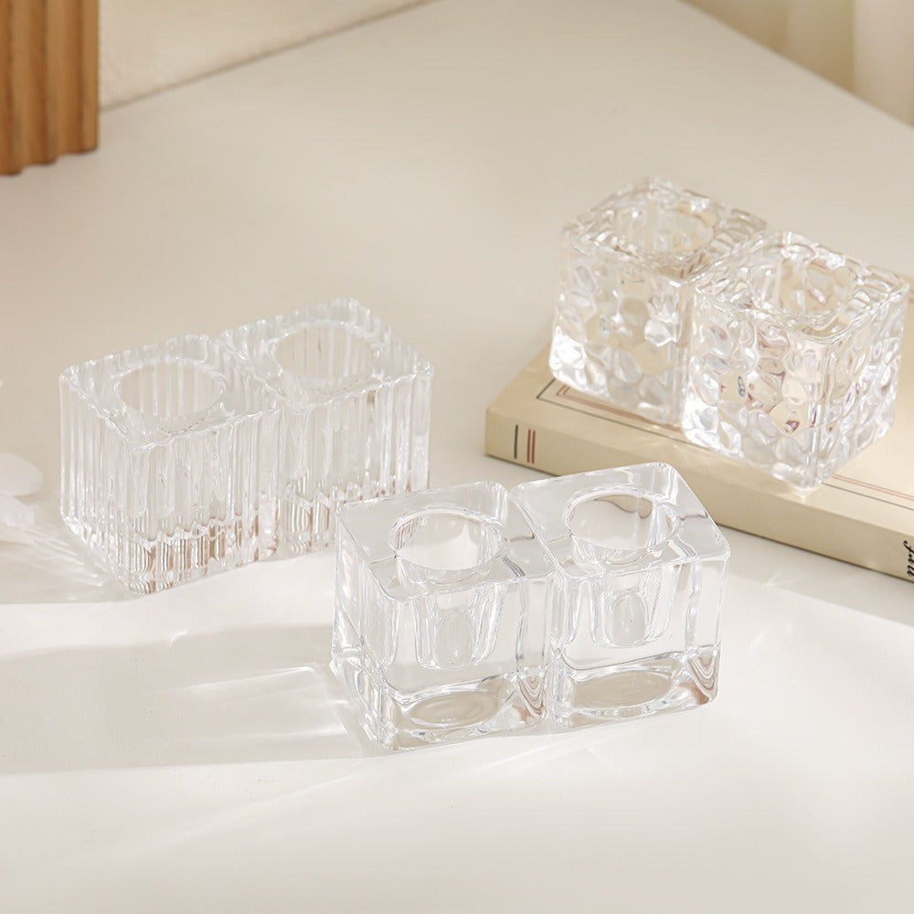 Square Ribbed Glass Votive Candle Holder Kalsten
