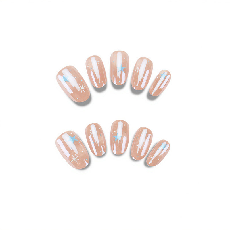 Artistic Press-On Nail Set with Celestial Design Kalsten