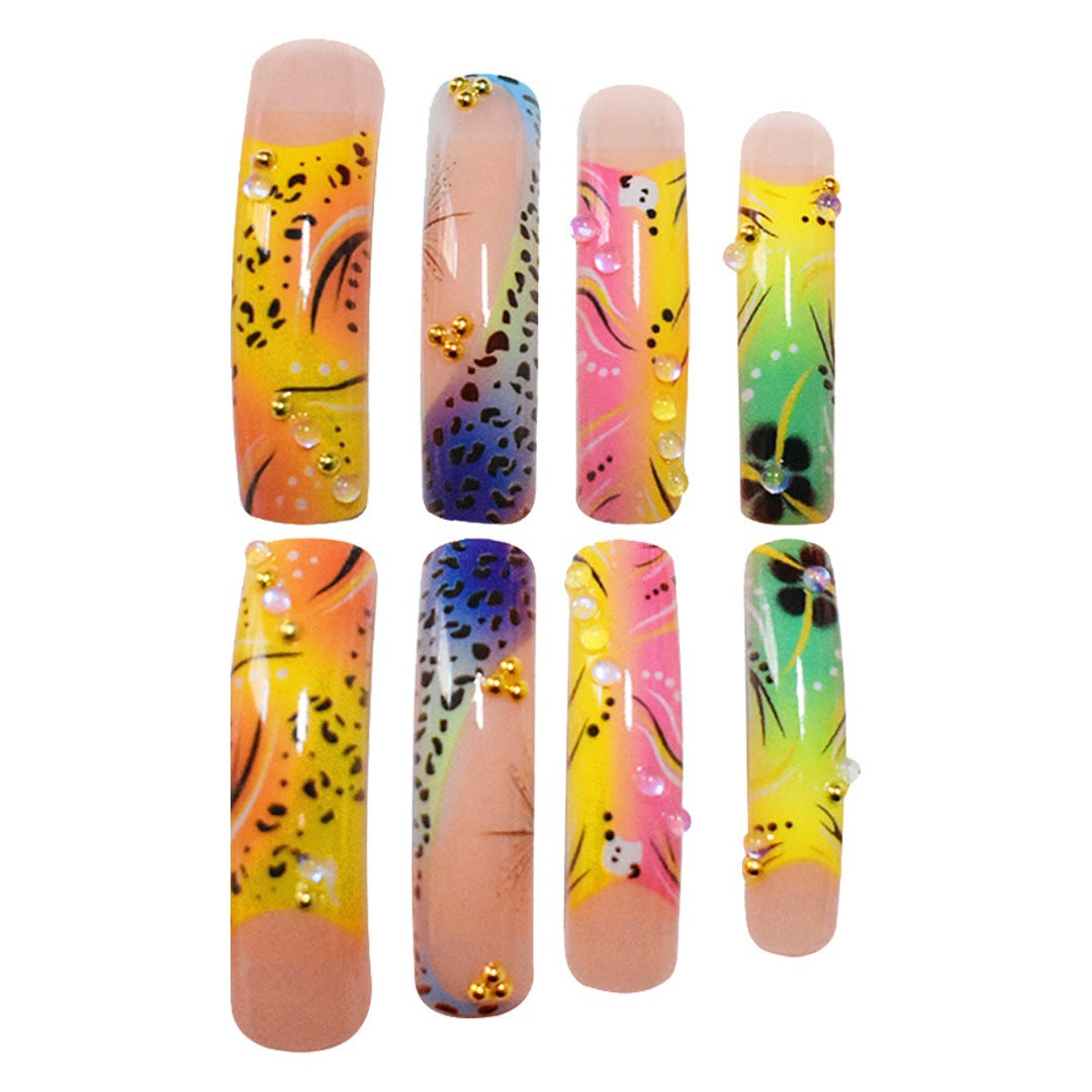 Artistic Long Press-On Nail Art Extensions Kalsten