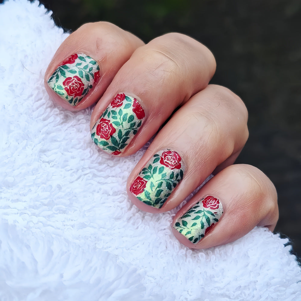 Artificial nails with romantic rose pattern Kalsten