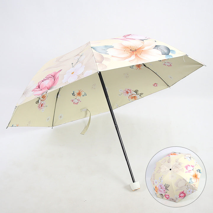 Ladies elegant folding umbrella with floral patterns Kalsten
