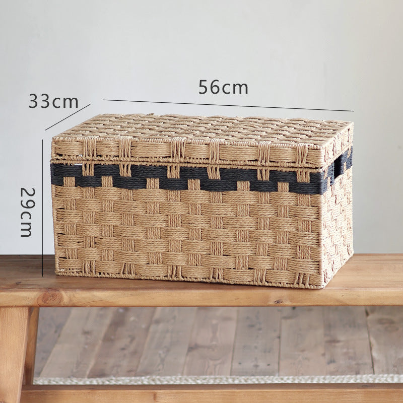 Square storage basket made of natural material Kalsten