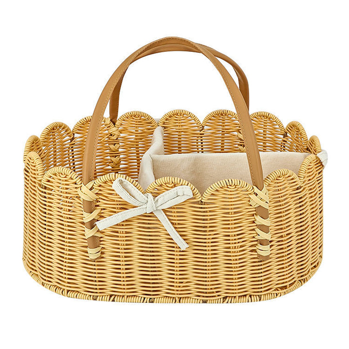 Charming storage basket with leather handles Kalsten