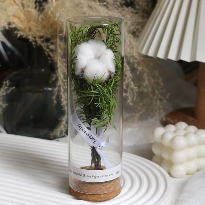 Preserved Flower Display in Elegant Glass Cylinder