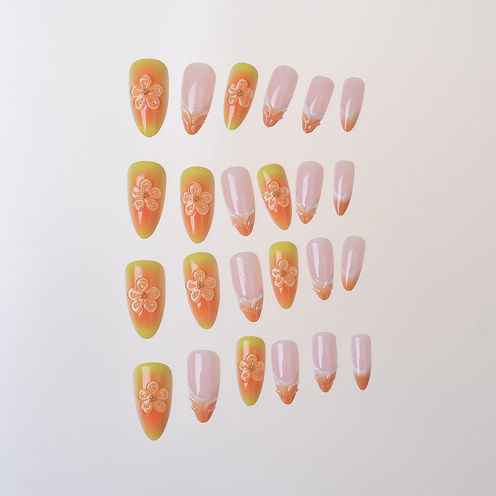 Elegant Floral-Themed Press-On Nail Set Kalsten