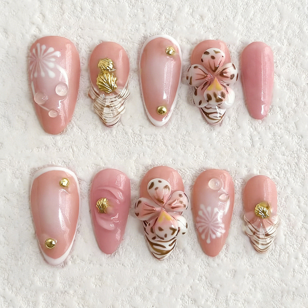 Decorative Floral Press-On Nail Art Set 1790738549