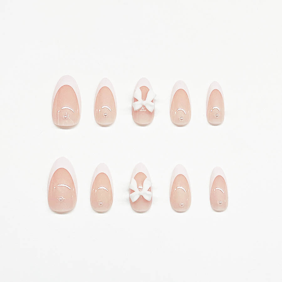 Artificial nail set with luxurious 3D bow decorations Kalsten