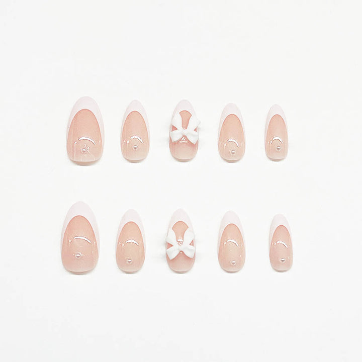 Artificial nail set with luxurious 3D bow decorations Kalsten