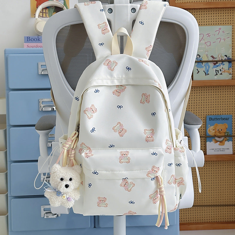 Cute Bear-Print School Backpack Kalsten