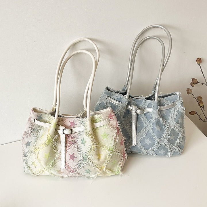 Star-Patterned Beach Shoulder Bag
