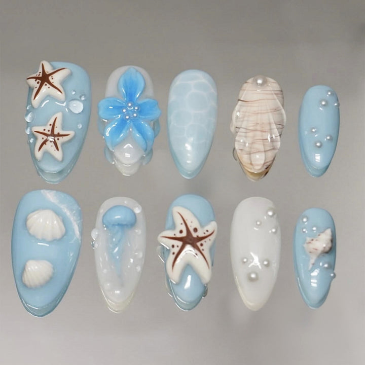 Artistic nail set with maritime design Kalsten