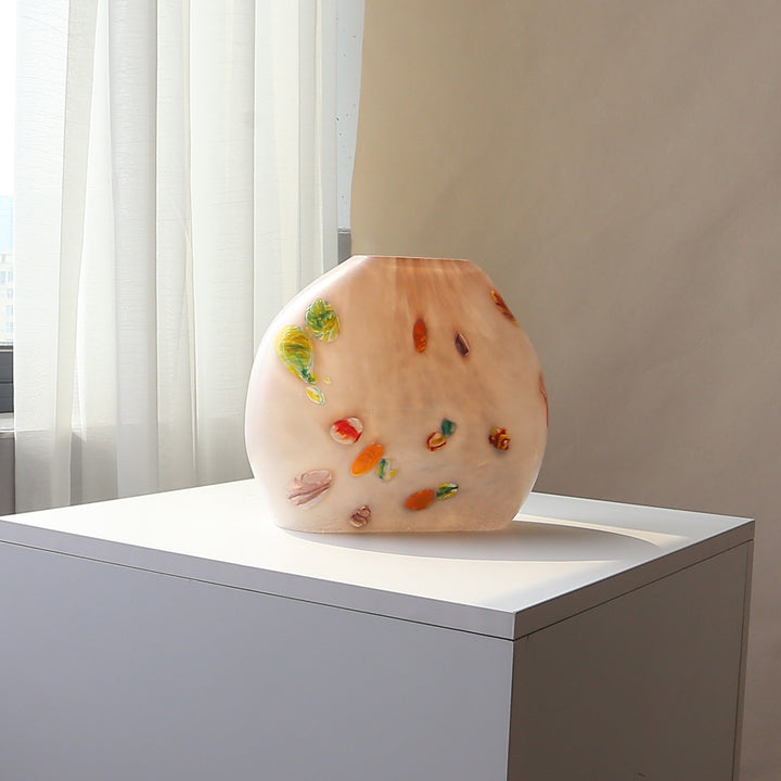 Handblown Sculptural Flat-Profile Art Glass Display Vase Kalsten