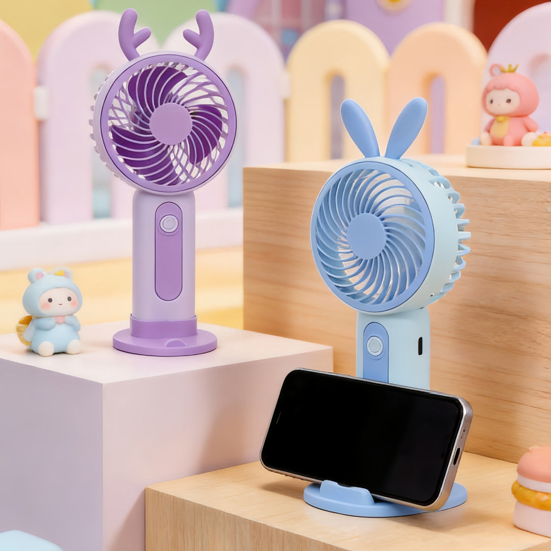 Ladies Portable Hand Fan with Cute Bunny Design Kalsten