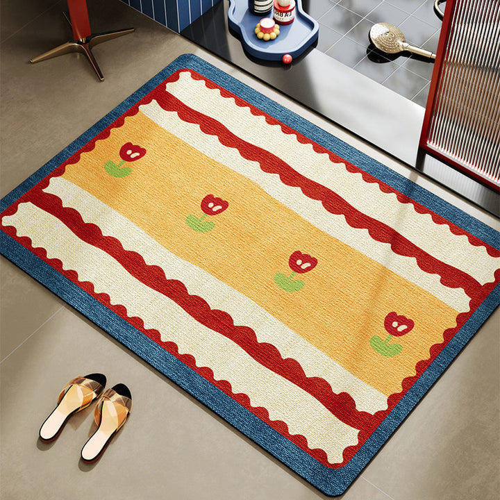 Cheerful Floral Decorative Area Mat