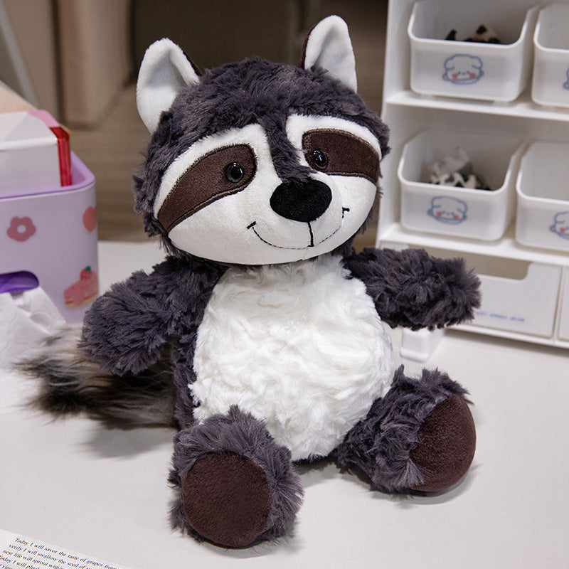 Plush Raccoon Soft Fur Sitting Stuffed Animal with Embroidered Face and Fluffy Tail Kalsten