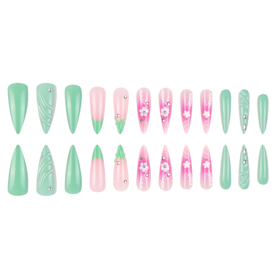 Floral Embellished Stiletto Nails Kalsten