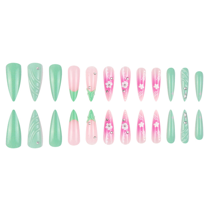 Floral Embellished Stiletto Nails Kalsten