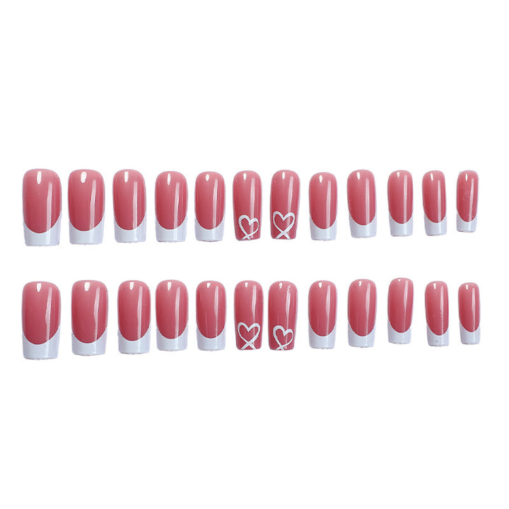 Decorative Press-On Nail Set with Heart Accents kalsten