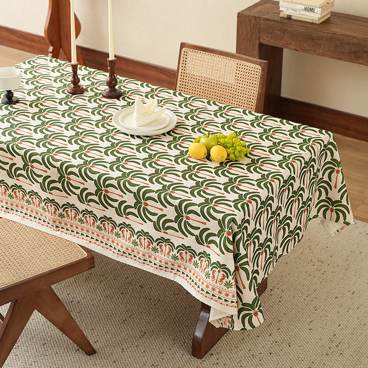 Rectangular printed table runner made of cotton blend with botanical ornament print Kalsten