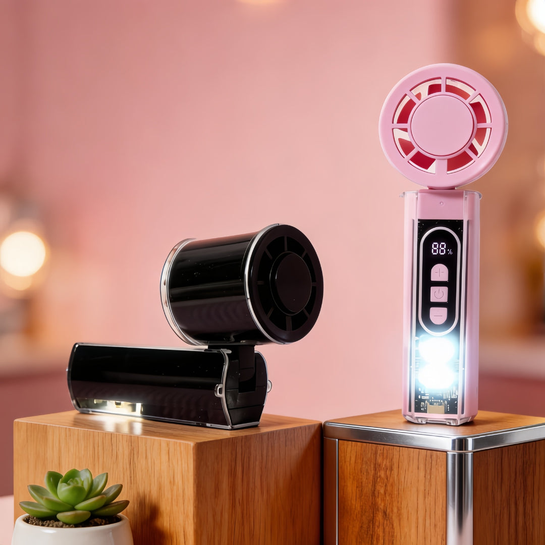 Ladies portable hand fan with USB connection and LED lighting Kalsten
