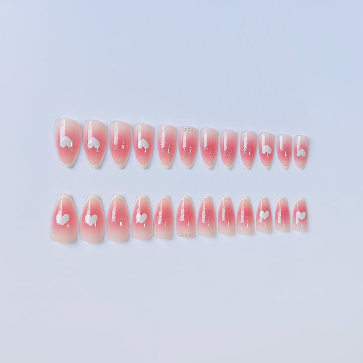 Heart-Patterned Acrylic Nail Art Set