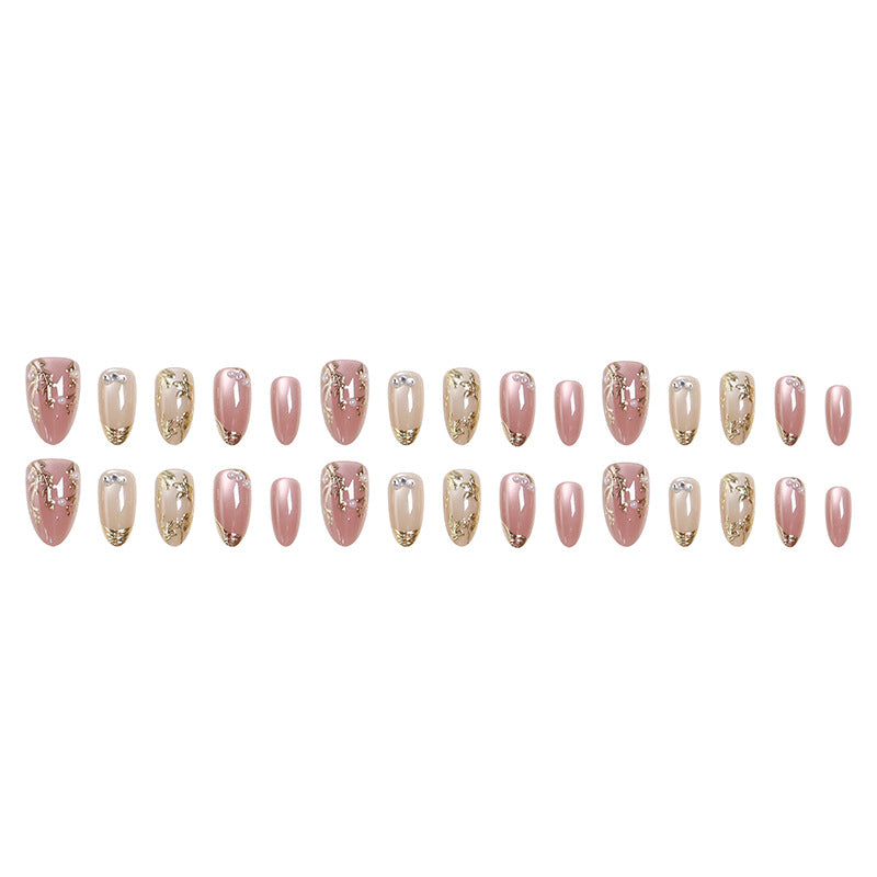 Artificial Nail Set with Elegant Golden Decorations Kalsten