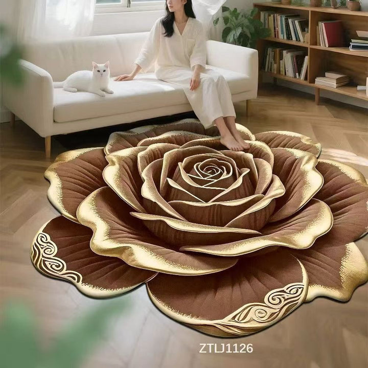 Floral Rose-Shaped Area Rug
