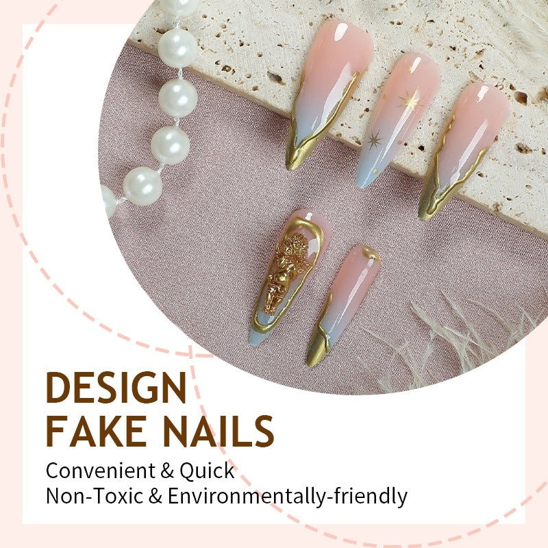 Artificial nail set with elegant gold accents Kalsten