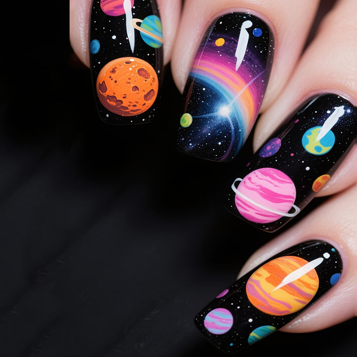 Artificial nails with Galactic Planet design Kalsten