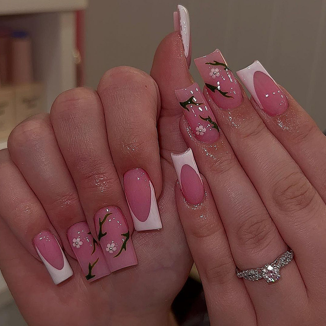 Artistic Floral Acrylic Nail Set Kalsten