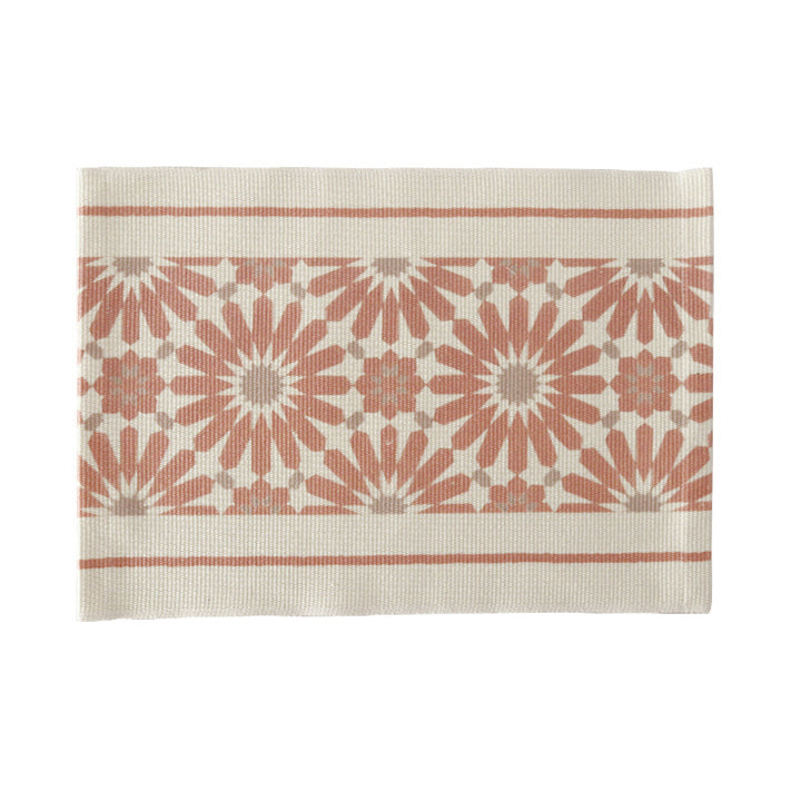 Woven placemat made of cotton blend with geometric diamond trim and fine texture Kalsten
