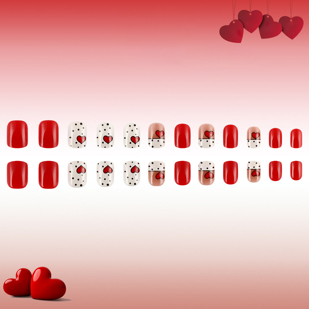 Heart-Embellished Press-On Nail Set Kalsten 1787543006