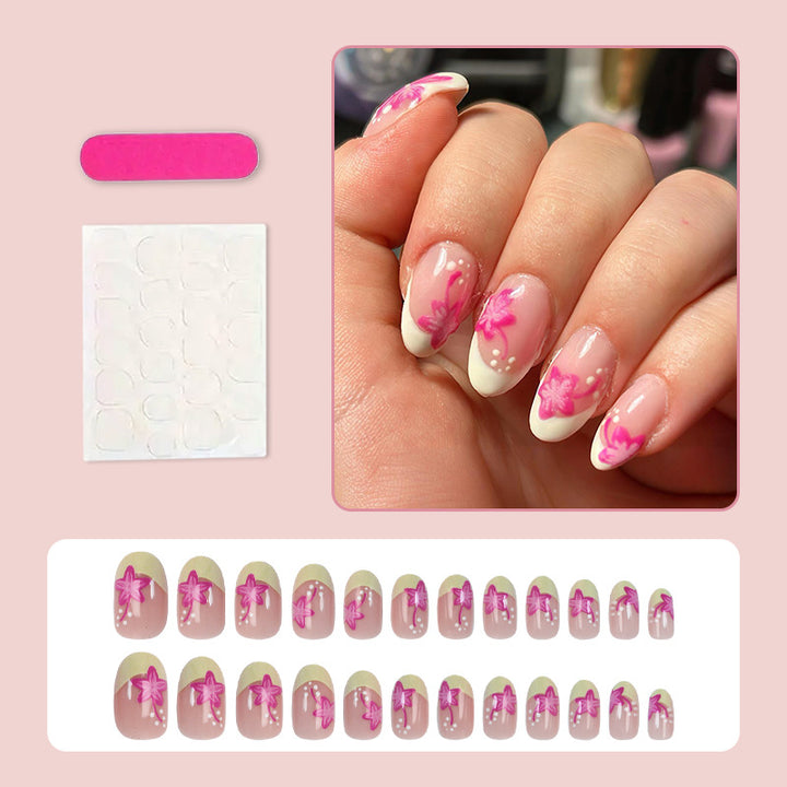 Artificial nail set with floral style and elegant tips Kalsten