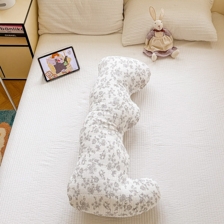 Ergonomic pregnancy and nursing body pillow with C-shape