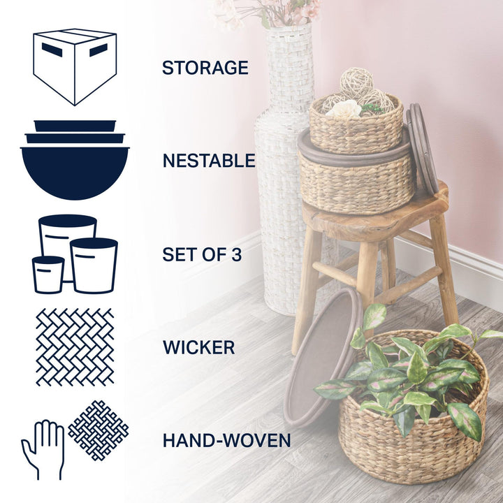 Handwoven storage basket with two handles Kalsten