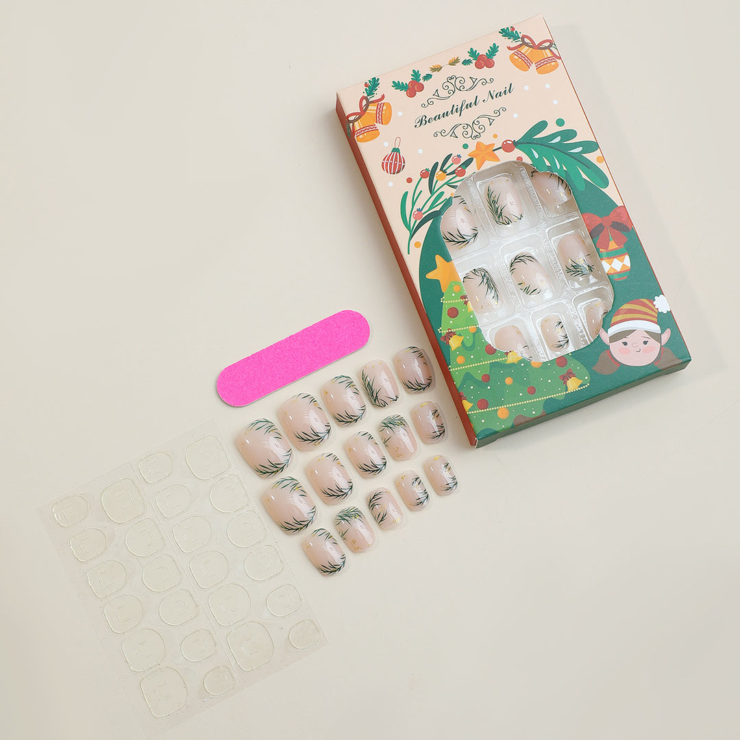 Decorative Press-On Nail Art Kit with Holiday-Themed Designs kalsten