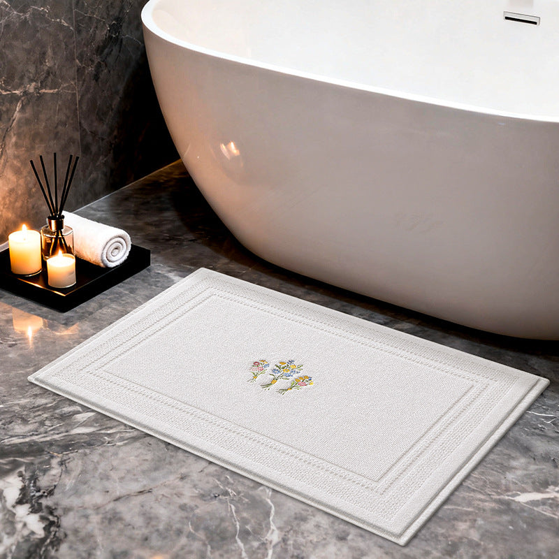 Elegant Embroidered Lavender Bath Mat Kalsten