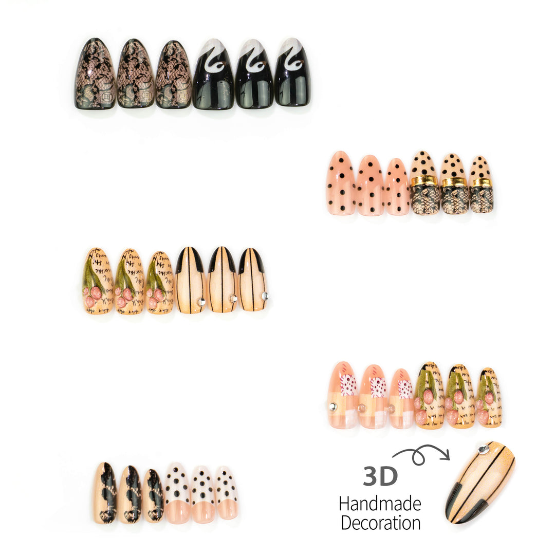Artistic Press-On Nail Set with Elegant Design