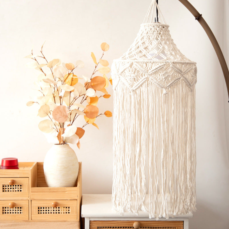 Elegant Macrame Hanging Lamp with Fringes Kalsten