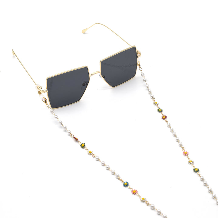 Elegant Pearl and Colorful Gemstone Eyewear Chain Kalsten