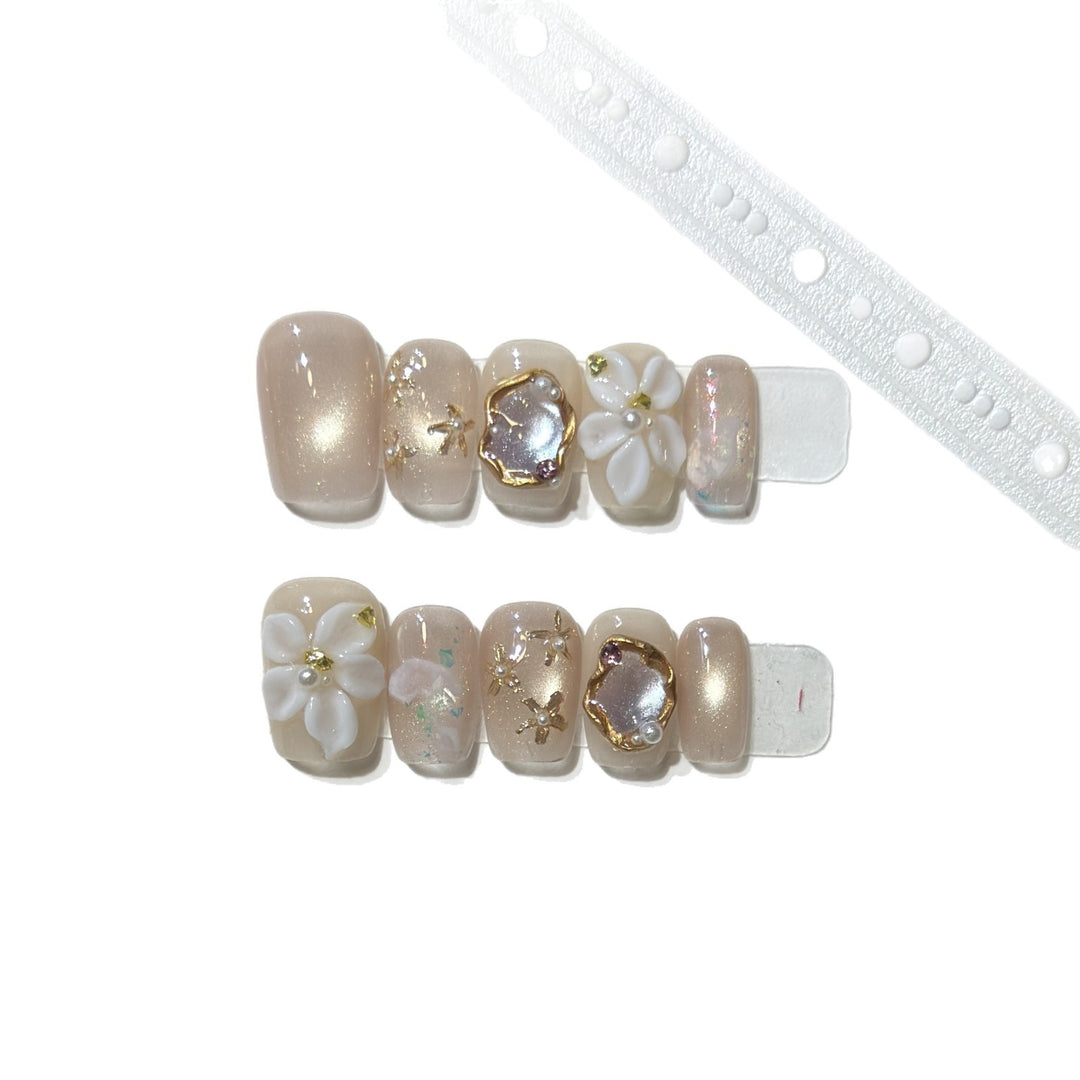 Elegant Floral Press-On Nail Art Set Kalsten