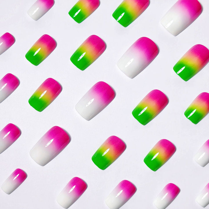 Creative Gel Nails with Neon Gradient Kalsten