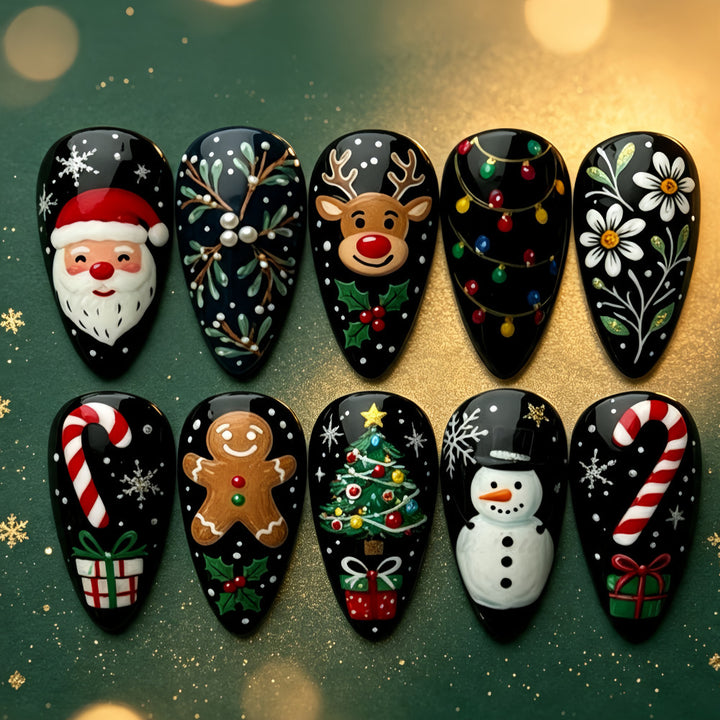 Artificial Nail Set with Christmas Motifs Kalsten