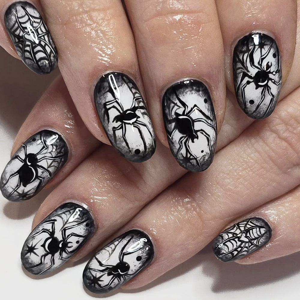 Creepy Spider-Themed Press-On Nail Art Set Kalsten