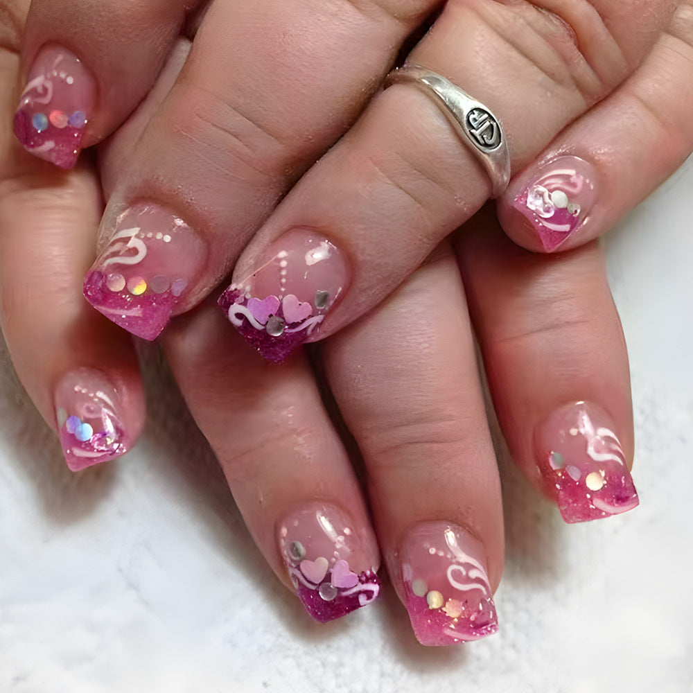 Artistic Press-On Nail Art with Heart Design Kalsten