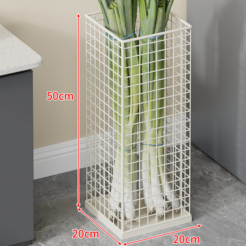 Vertical Metal Produce Storage Tower with Detachable Side Basket