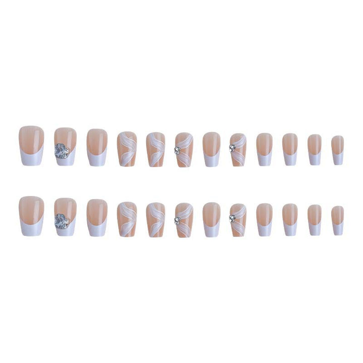 Elegant artificial nail set with delicate decorations and glitter elements Kalsten