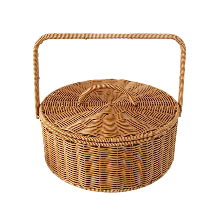 Round Handcrafted Wicker Storage Basket Kalsten
