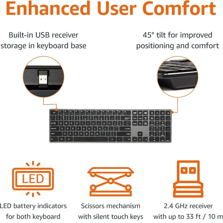 Ergonomic Wireless Keyboard and Mouse Set Kalsten